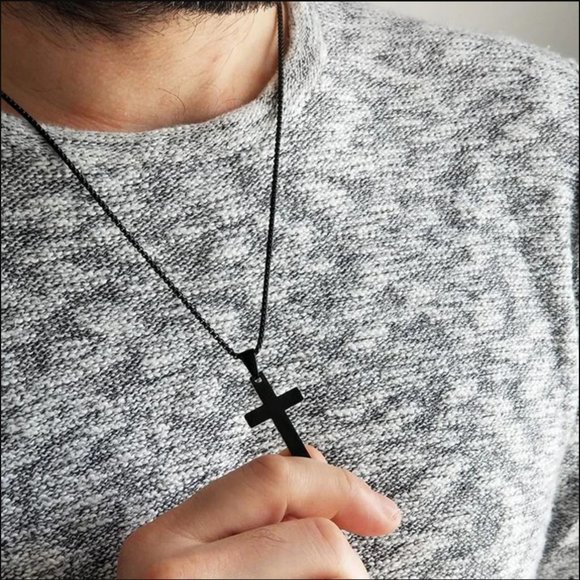 NeldaFashion Other - NWT Simple Cross Pendent Necklace Black Men's Unisex
